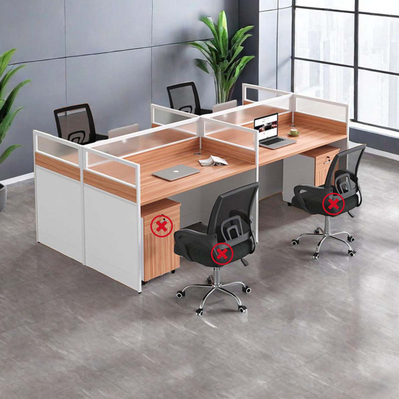Sydonia Rectangle 4 Person Partition Desk with Cable Management