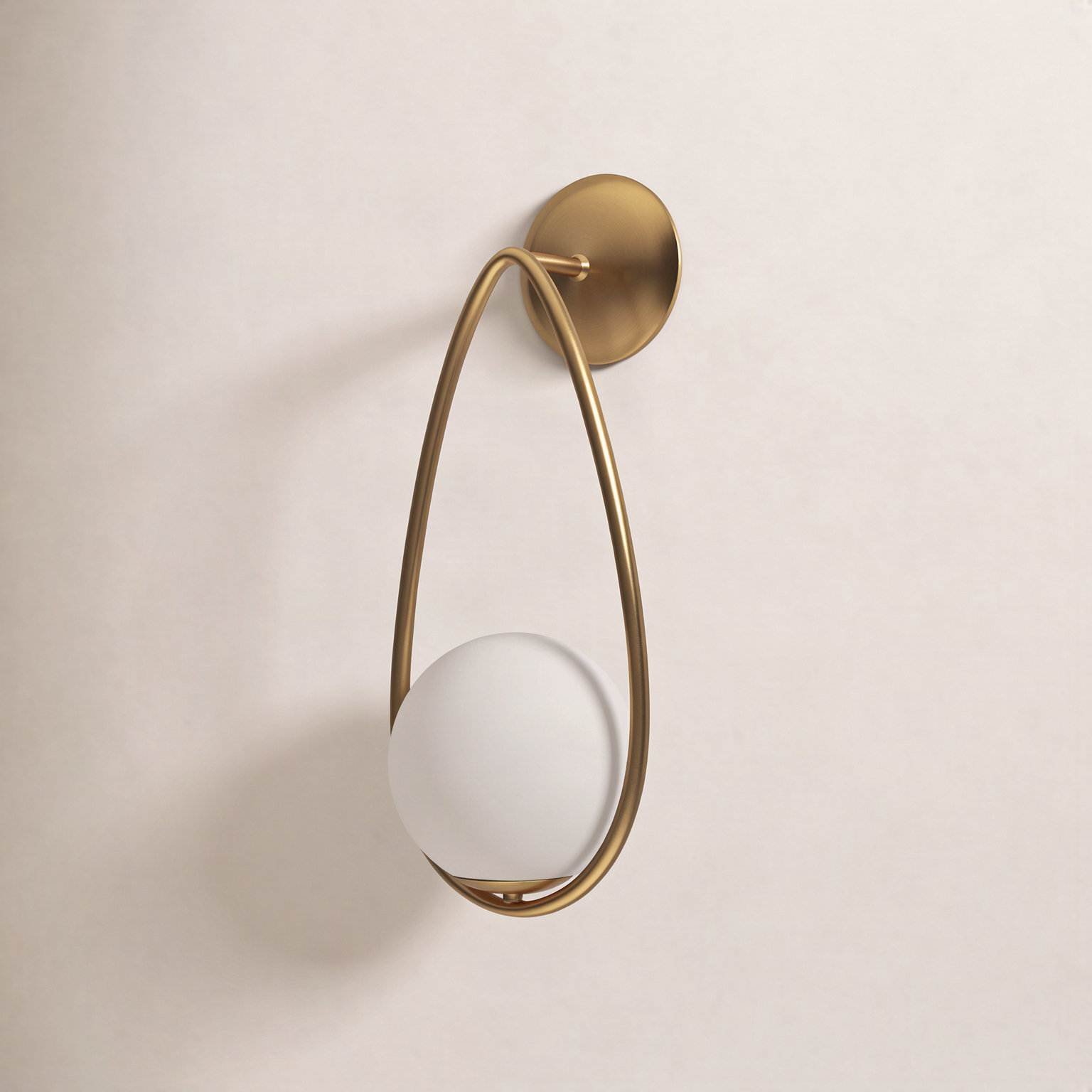 Akara Single Frosted Dimmable Bath Sconce, Burnished Brass
