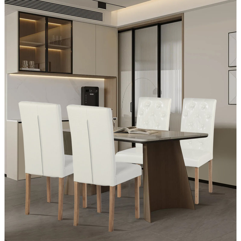 Kaarlo 47cm H Tufted Upholstered Parsons Chair, White