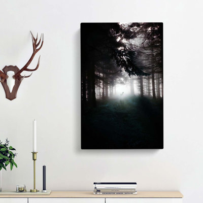 White Wolf in a Forest - Wrapped Canvas