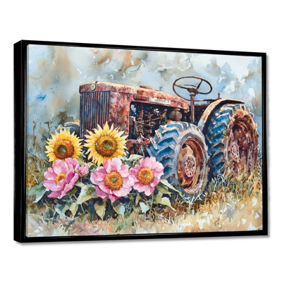 Doras tournesols par le vieux tracteur II - ferme, art mural