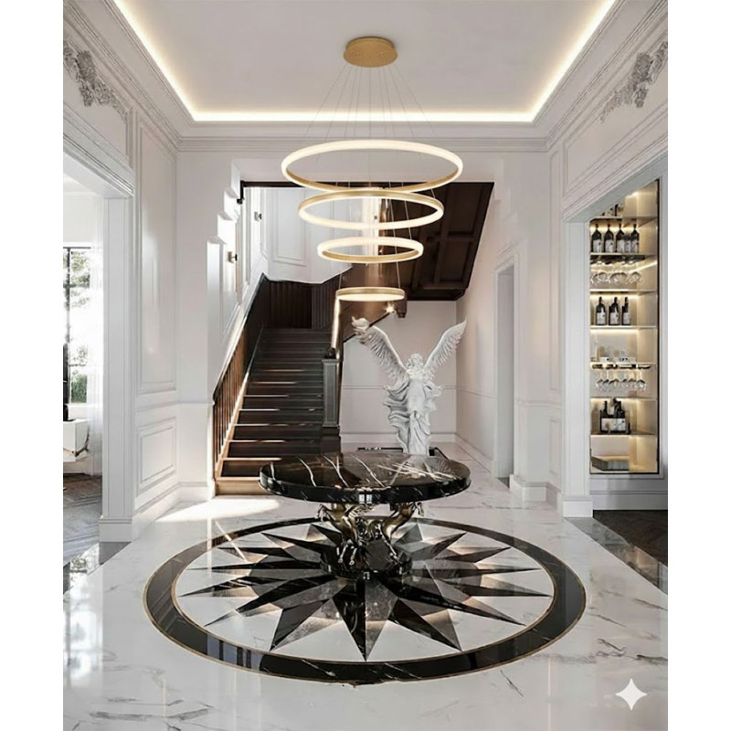 4 - Light Unique Gold Aluminum Dimmable LED Chandelier With White Acrylic Diffusers