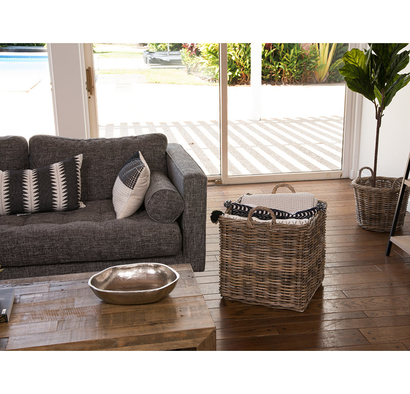Panier carré en osier Ayriauna, H 22 po x l 20 po x P 20 po