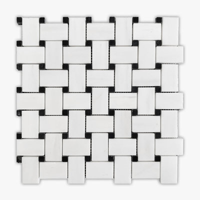 Bianco Dolomiti 12" x 12" Marble Basketweave Mosaic Wall & Floor Tile