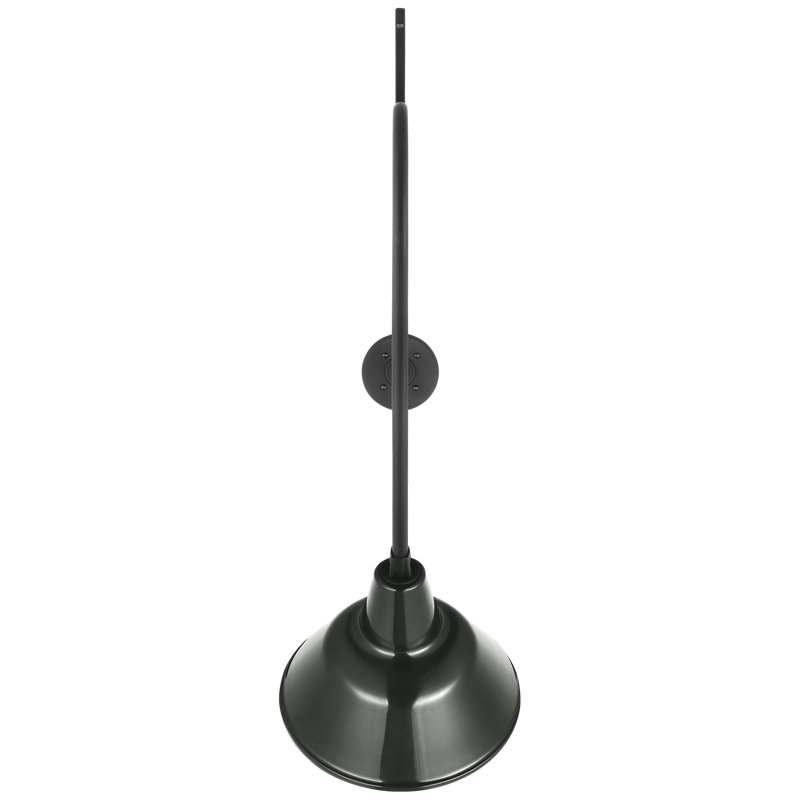 Thomas O'Brien, "Academy 36" Anchored Larrabee Barn Light in Matte Black with 12.5" White Bowers Shade, BlackGreen