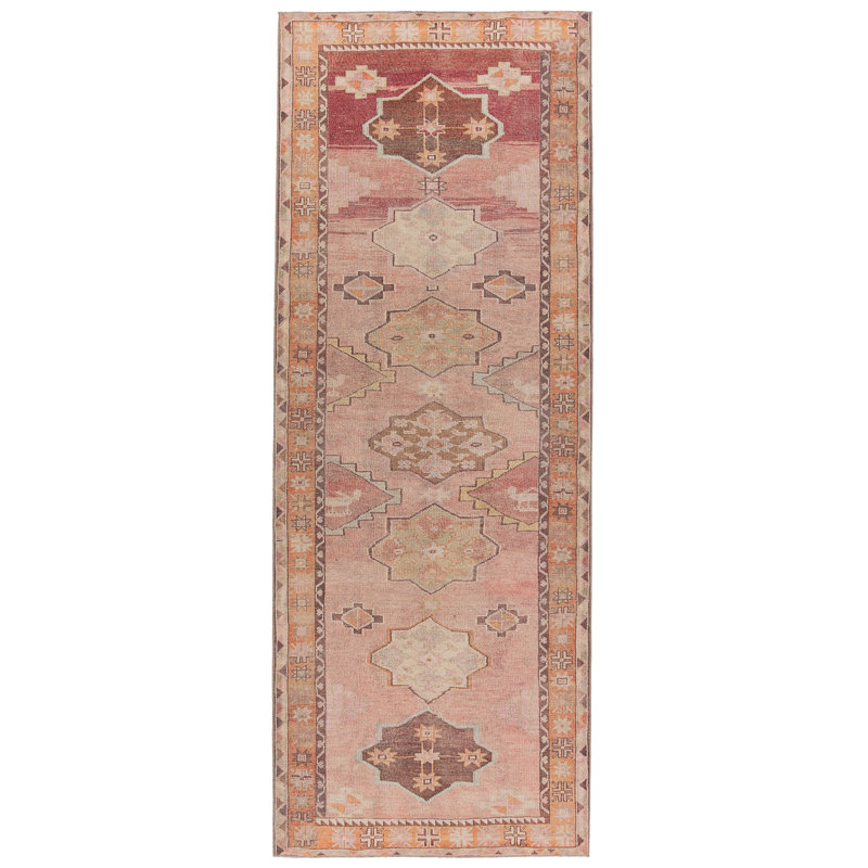 Debary Machine Washable Performance Orange/Pink/Brown Rug, Runner 3' x 12'