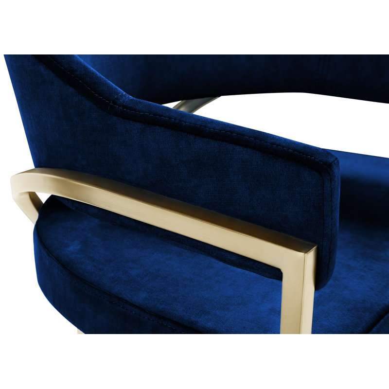 Chaise en velours Kirsi, Doré, Velours marine