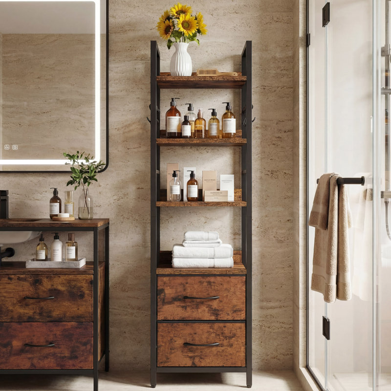 146cm H x 40cm W Metal Ladder Bookcase, Brown