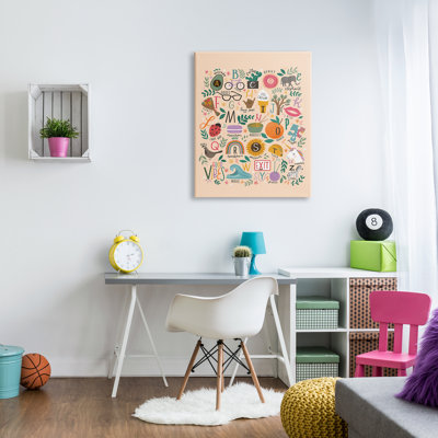 «Whimsical Kid's Alphabet Playful ABC Illustration», impression encadrée sur panneau de fibres à densité moyenne