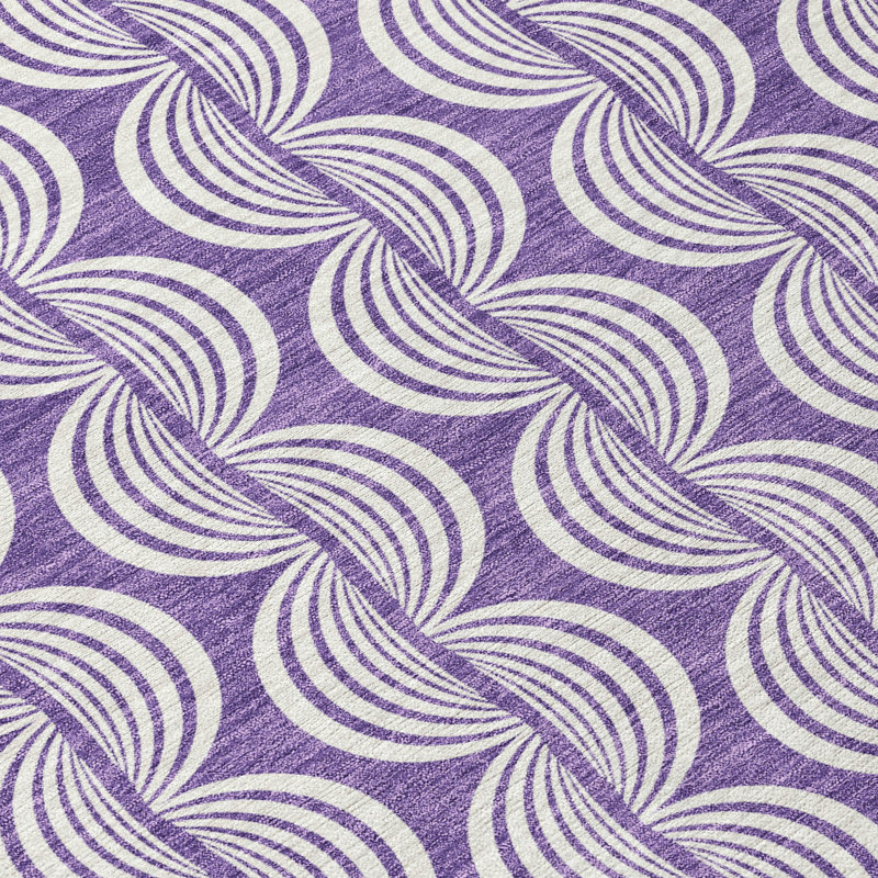 Purple Rectangular Synthetic Easy Care Washable Rug