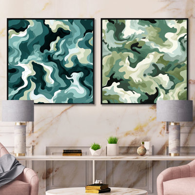 Dahntay - Ensemble de 2 collages carrés abstraits