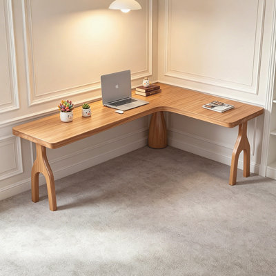 Bureau en bois massif en L Burlywood