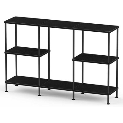 Meuble télé avec tablettes à 3 niveaux, console télé moderne de 44,8 po pour le salon, support de rangement pour téléviseur de 55 po ou moins, noir