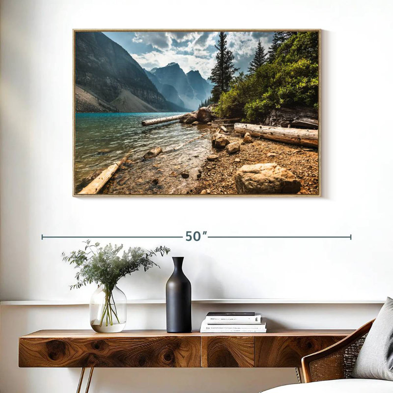 Moraine Lake Waterfront, Cadre flottant en bois naturel, 40 po x 27 po