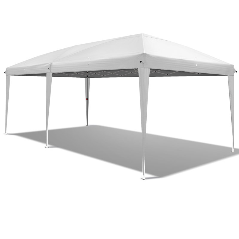 20 ft. W x 10 ft. D Steel Pop-Up Canopy with Two 10 ft. Windows and Two 10 ft. Doors, White