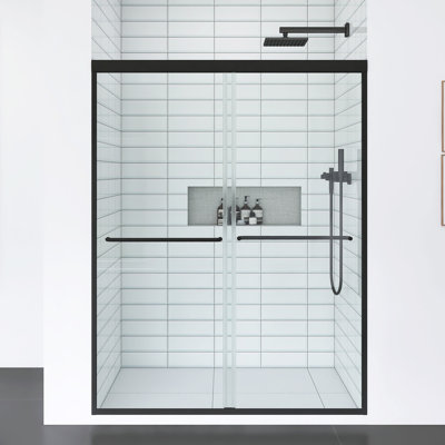 Double porte de douche coulissante encadrée avec verre trempé