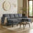 Nyla All-In-One Sectional Sofa Set With Double Chaise, Dark Gray Corduroy-117559251