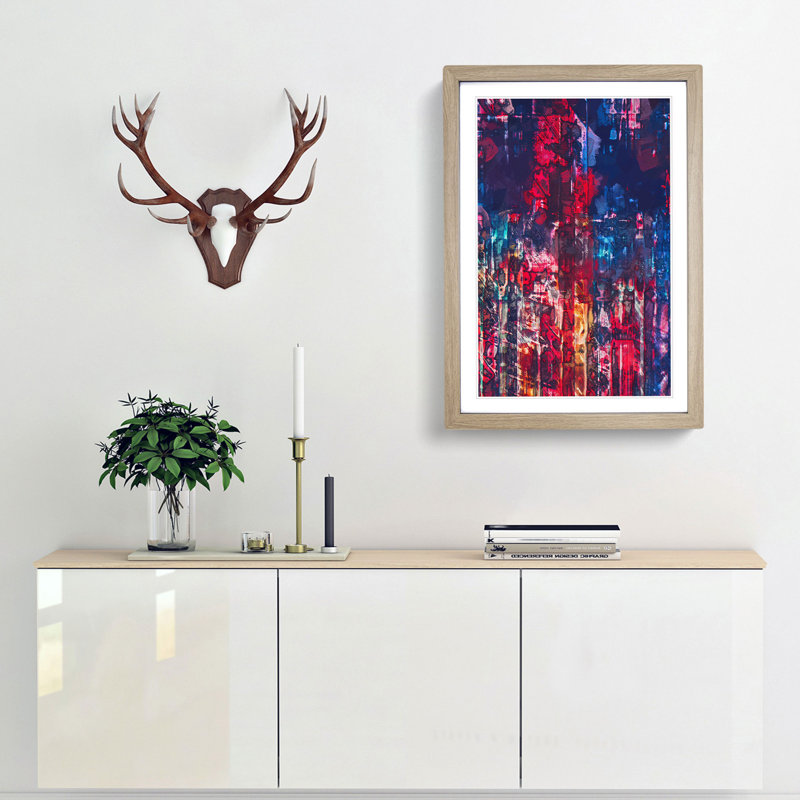 The Streets in Abstract - Picture Frame Graphic Art Print, 91cm H x 60cm W x 2cm D, Oak