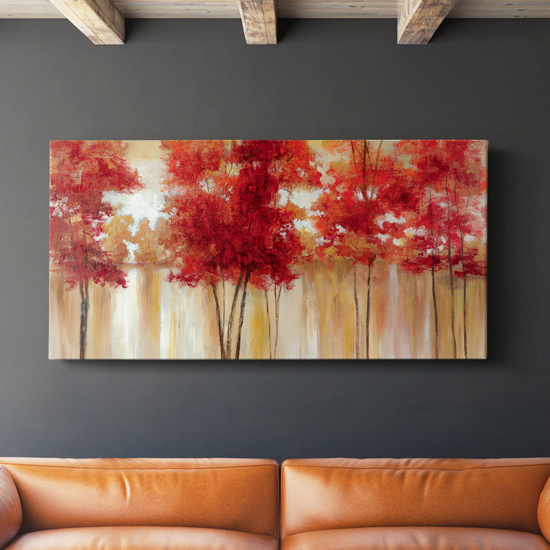 Red Trees- Gallery Wrapped Canvas -Ready to Hang, 16" H x 32" W