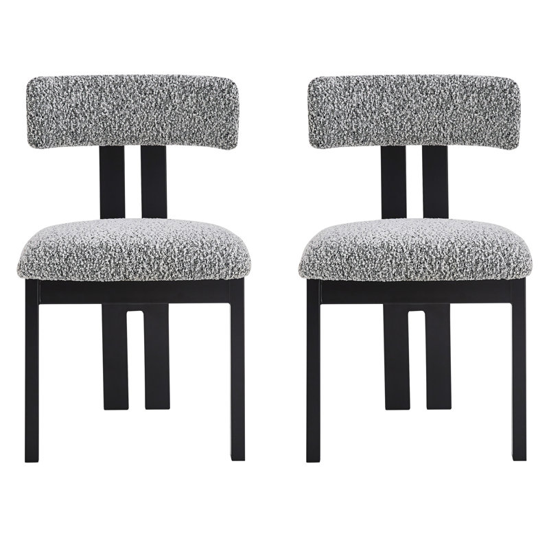2 chaises de salle à manger rembourrées sans accoudoirs, noir et blanc - pieds en métal pour un look moderne avec 2 pieds, noir et blanc, siège rembourré en mousse confortable