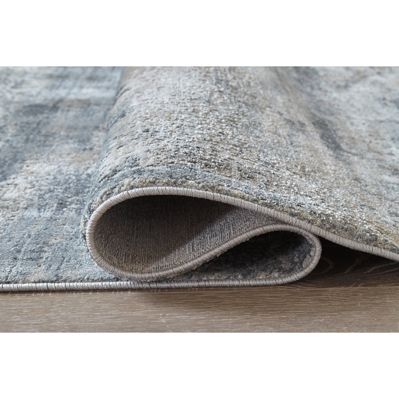Tapis noir / gris tissé à la main, Rectangle 5 pi x 7 pi 5 po