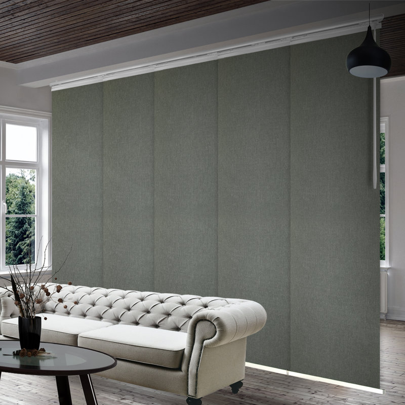 Store vertical semi-diaphane, Blanc / gris, L 130 po x L 94 po