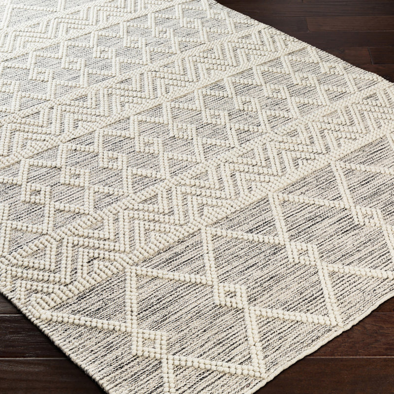 Hygge Textured Wool Hand Woven Area Rug, Rectangle 152 x 229 cm