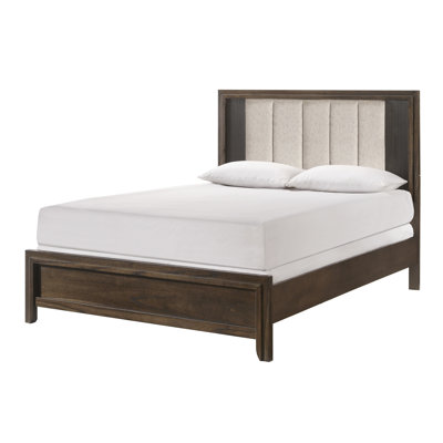 Queen Size Bed, Upholstered Headboard, Rustic Charm, Rich Wood Finish, Contemporary Aesthetic, Brown Tones 1Pc Style,