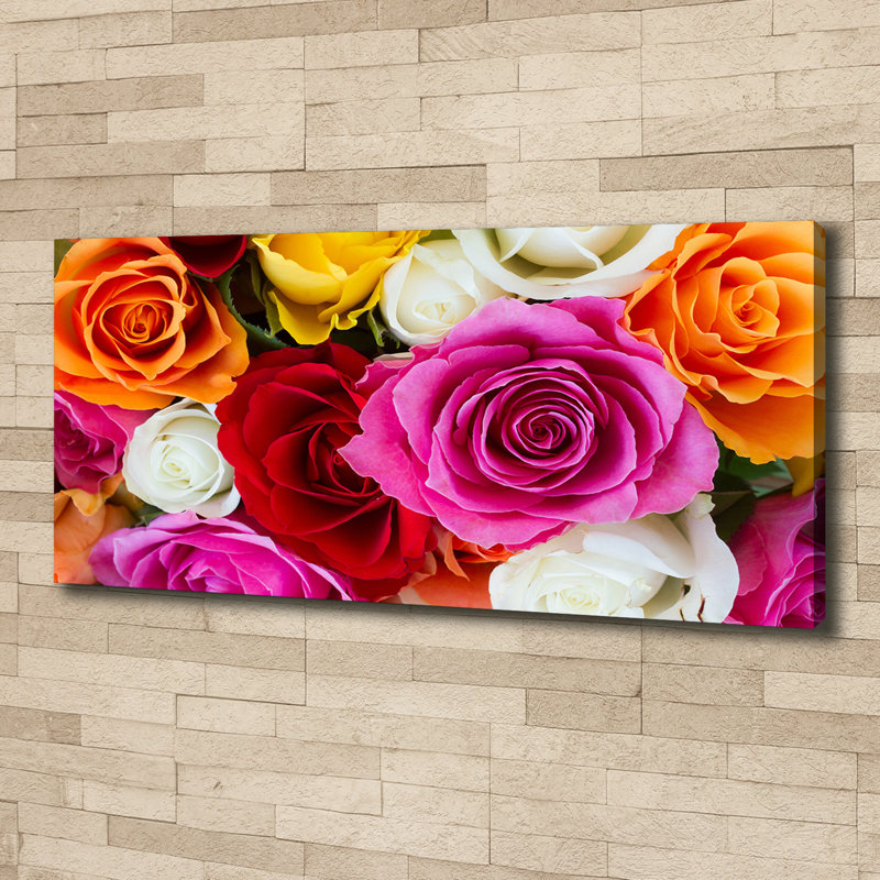 Colourful Roses - No Frame Print on Canvas
