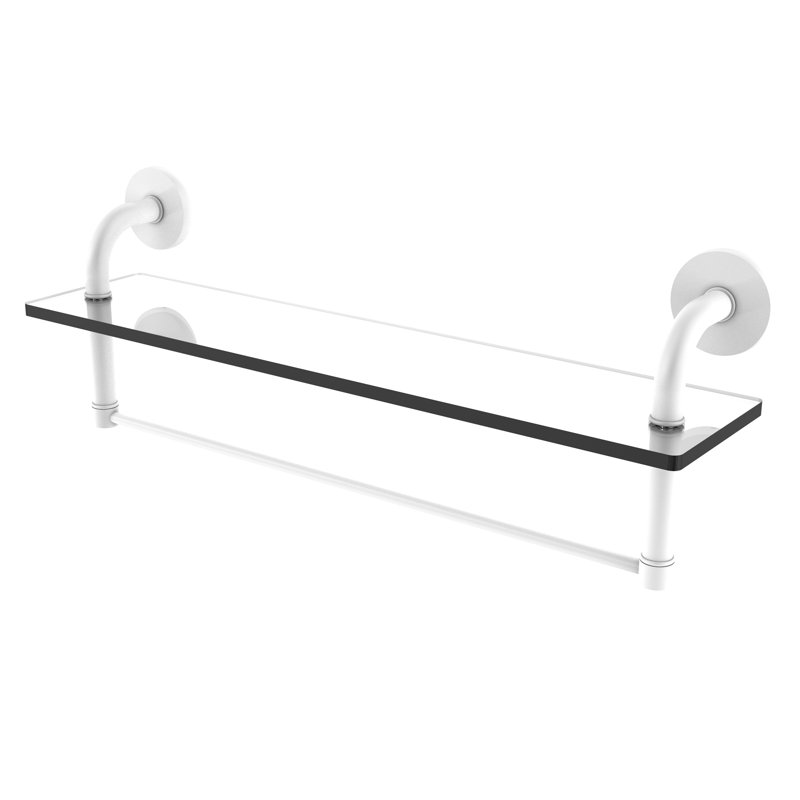 Tioga Bracket Shelf with Towel Bar, Matte White, 8" H x 22" W x 5" D