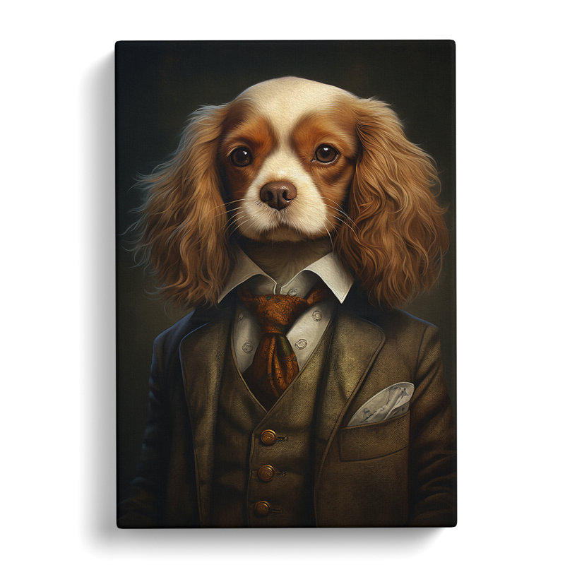 Cavalier King Charles Spaniel In A Suit No.2 - No Frame Print, 50cm H x 35cm W x 3cm D