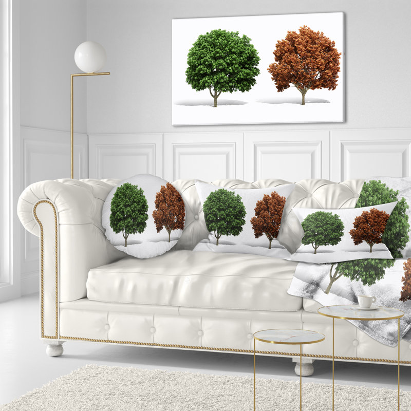 Arbres de fractale vert et rouge en 3D - coussin abstrait imprimé