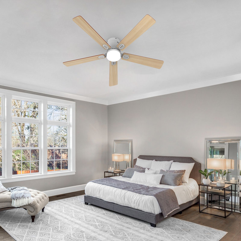 132cm 5 - Blade LED Ceiling Fan with Remote Control and Light Kit Included