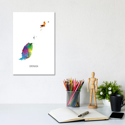 Grenada Map by Michael Tompsett - Wrapped Canvas Print