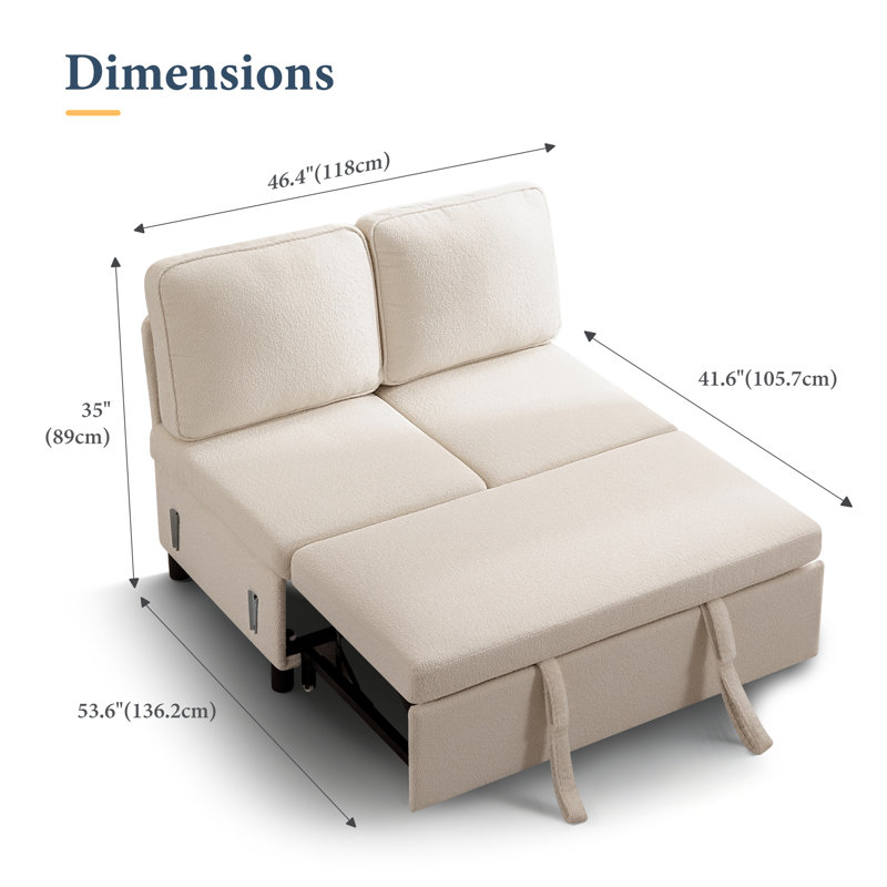 46.4" 2-Seat Module with Pull-Out Bed (Package C), Beige