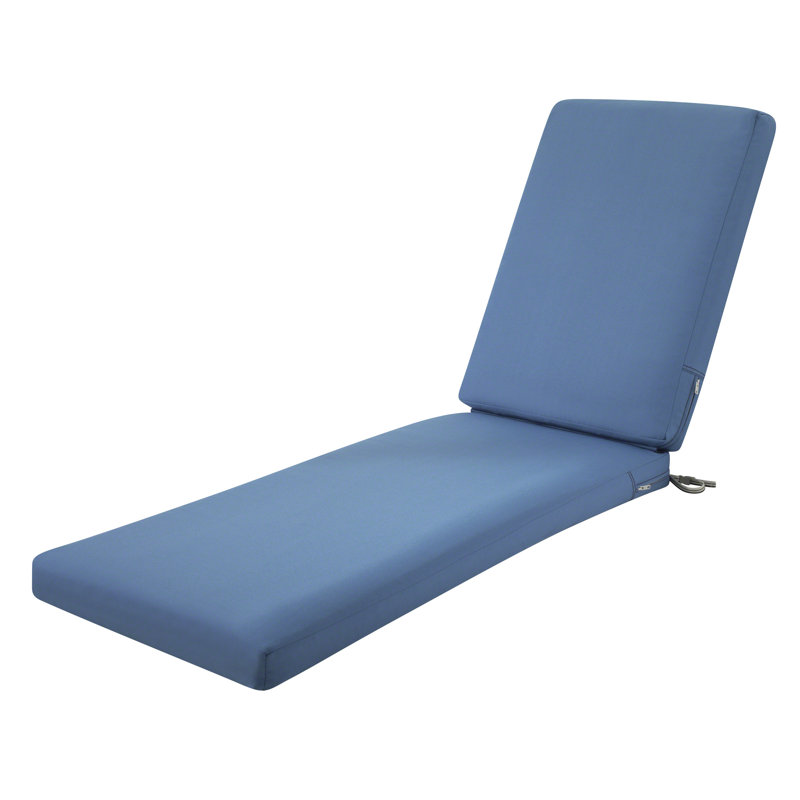 Jaylon Outdoor Chaise Lounge Cushion, Empire Blue Velvet, 3"H x 21"W x 72"D