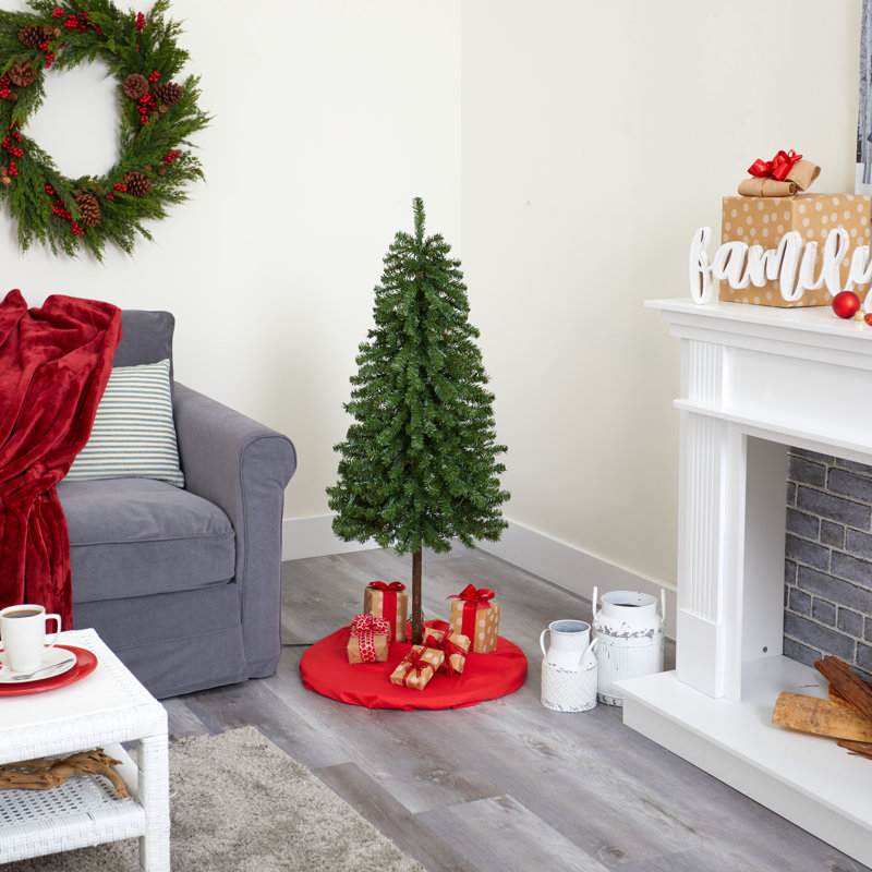Arbre de Noël artificiel pin vert avec lumières claires/blanches, H 4 pi