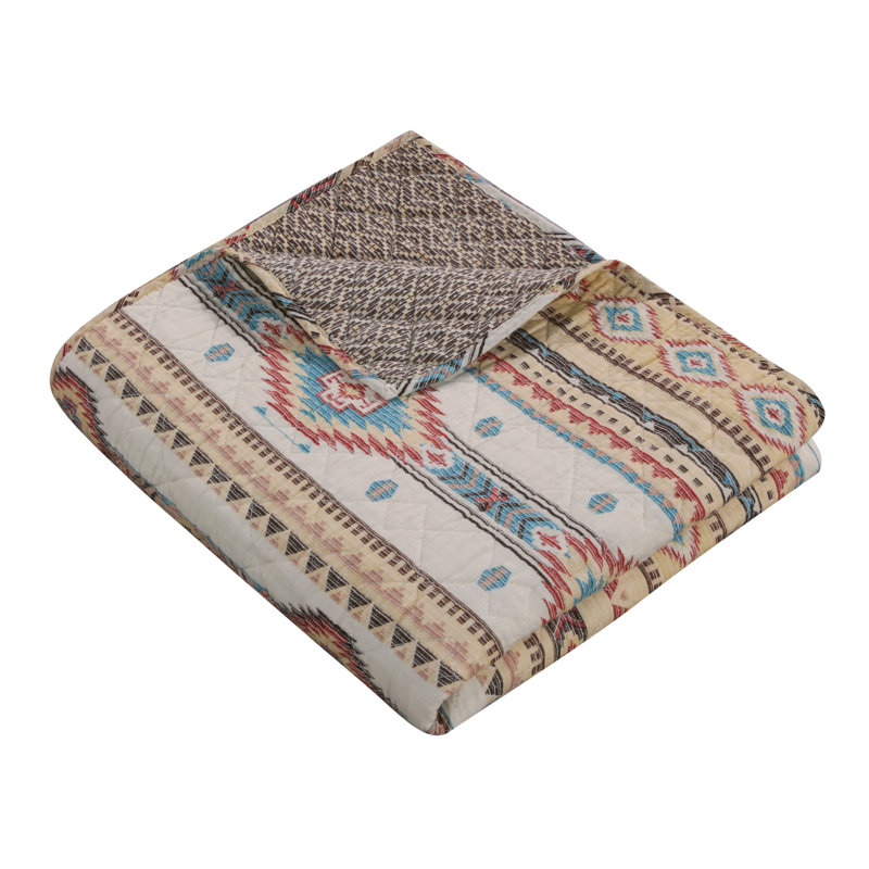 Phoenix Tan Southwestern Geometric Quilted Throw Blanket
