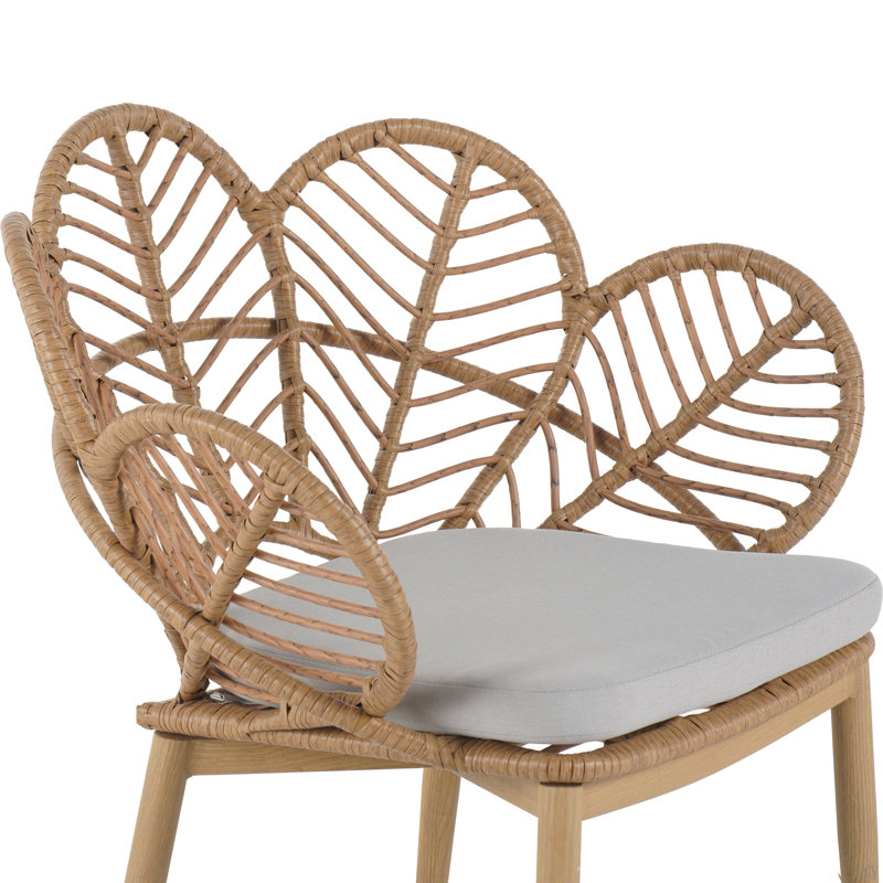 Chaise d'extérieur en osier de style papasan Kirk, finition teck, ensemble de 2