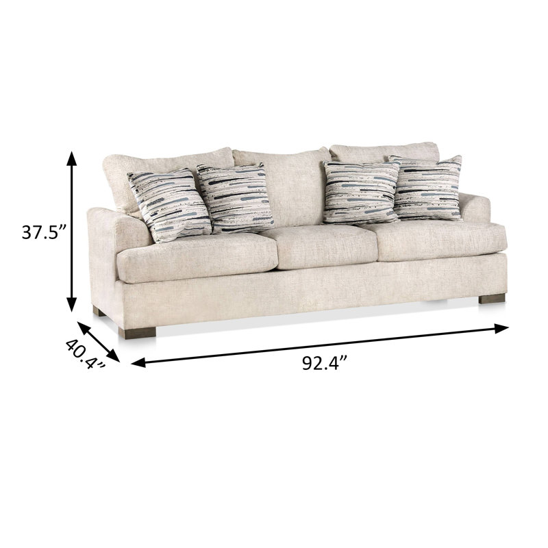 92.4" W Transitional Sofa, Cream, Cream