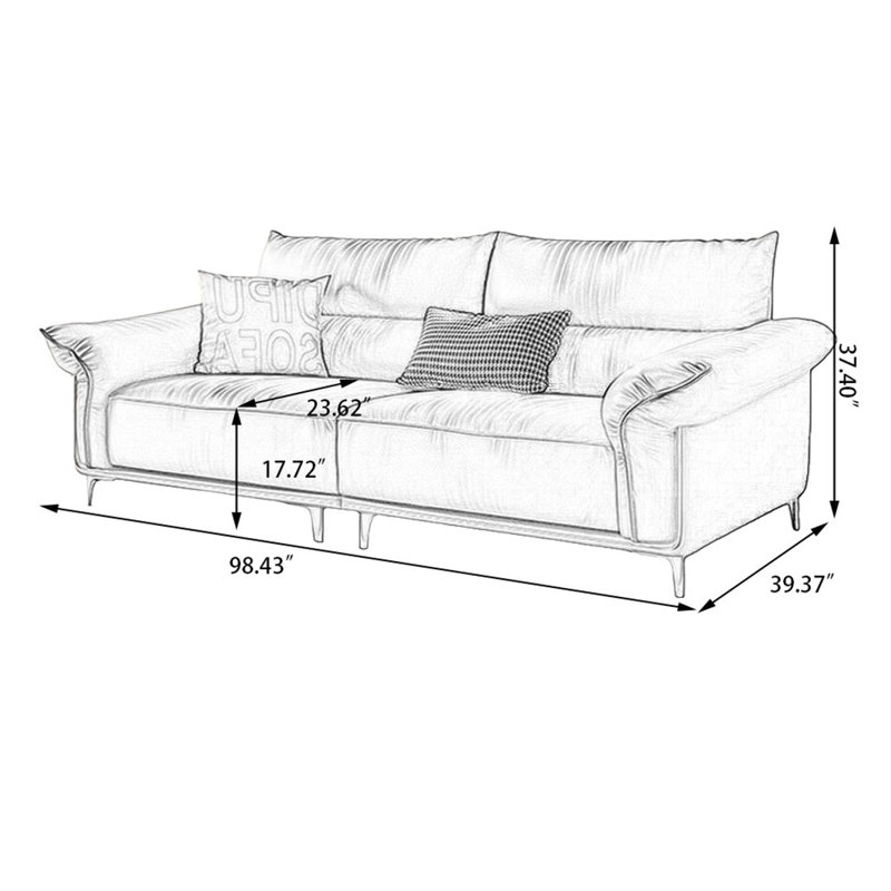 Canapé modulaire jaune en cuir véritable, Jaune, 37.4" H x 98.43" W x 39.37" D