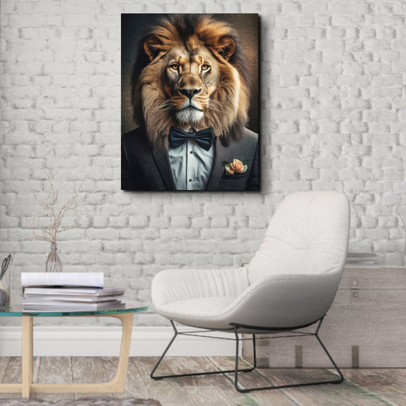 "Lion" sur toile, H 18 po x l 15 po