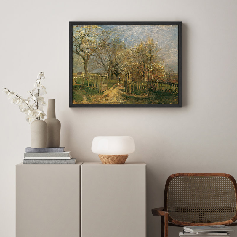 «Spring Flower Trees Farm Country Rustic Artwork, impressions encadrées, affiches, petit art mural de salle de bain», Blanc