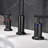 Matt Black Widespread Bathroom Sink Faucet with With CUPC Water Supply Hose and Cartridge
