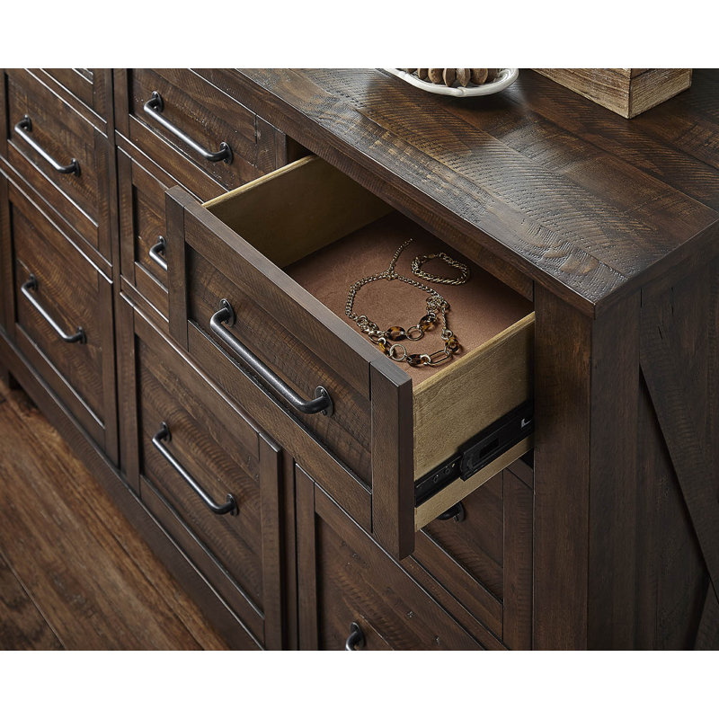 Commode 9 tiroirs Carney, Bois d’œuvre rustique