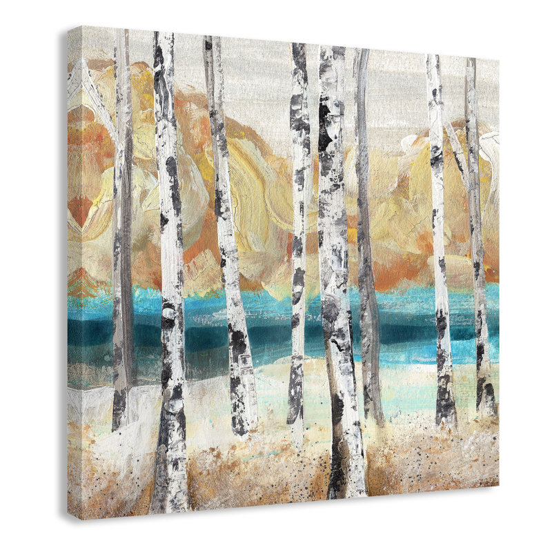 «Yellow Watercolor Trees I», peinture sur toile tendue, H 40 po x l 40 po x P 1,38 po, Toile tendue