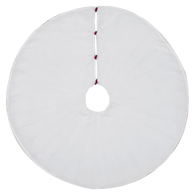 Quilted Velvet Tree Skirt with Bow Ties 48, White/Red
