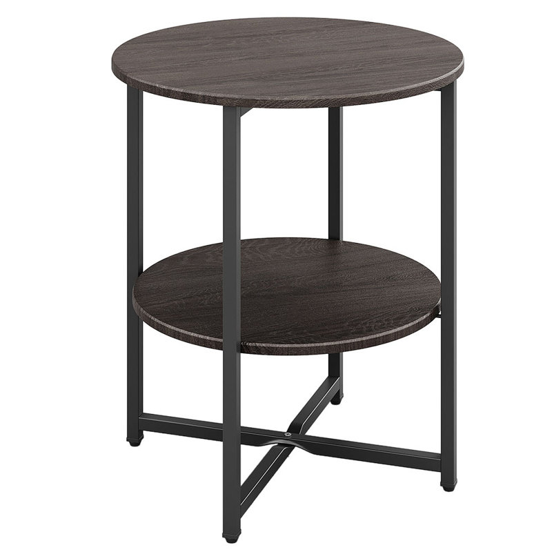Michalitsa Cross Legs End Table, Walnut Top/Walnut  Base
