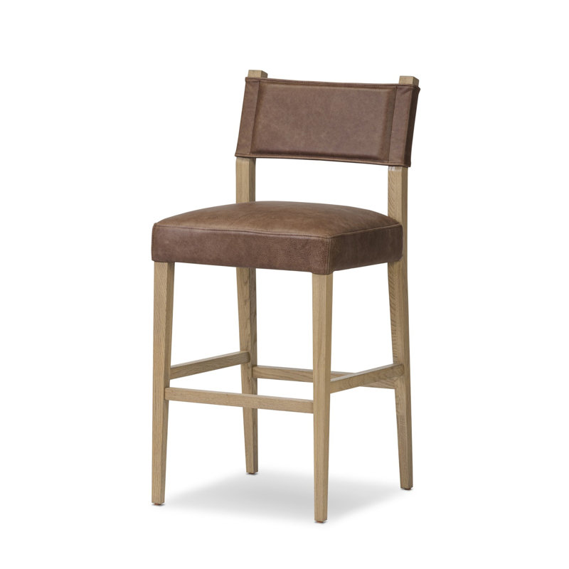 Tabouret Lorretta, Brun clair, Cuir véritable cigare Palermo, Tabouret de bar (siège d'une hauteur de 29,92 po)