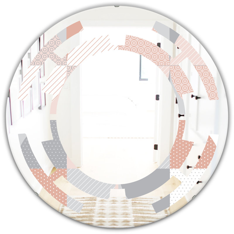 Miroir mural moderne sans cadre, 23,6 po x 23,6 po, Motif géométrique rond et texturé